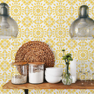 Carreau Azulejo Portugais Méditerranée Jaune Blanc 4