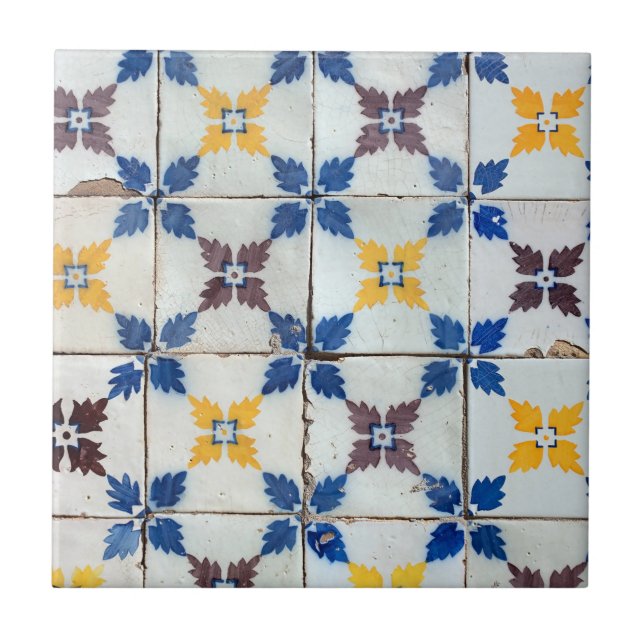 Carreau Azulejo Portugais Vintage Blue Star  (Devant)