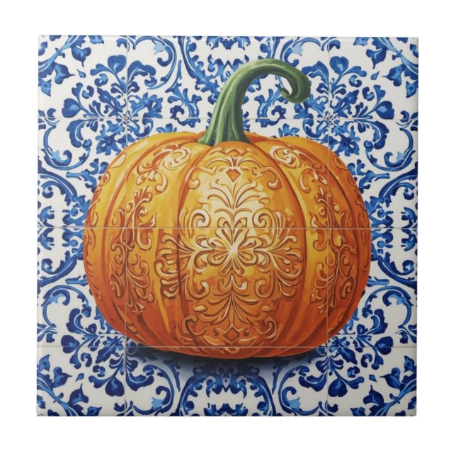 Carreau Azulejo pumpkin orange mosaic vintage bulk (Devant)