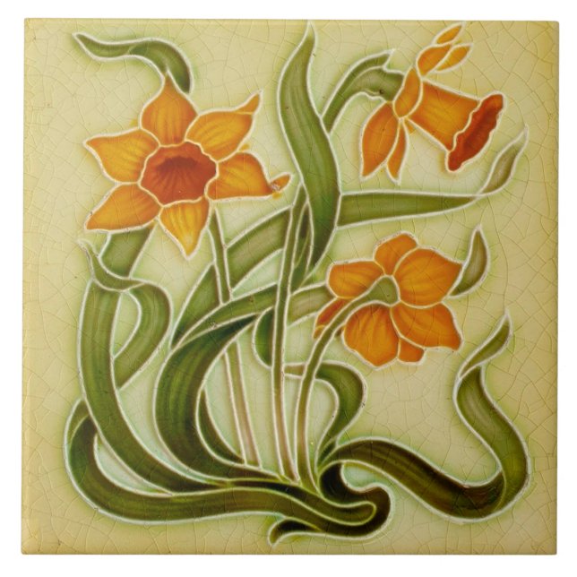 Carreau Azulejo Tile art nouveau style decorative fireplac (Devant)