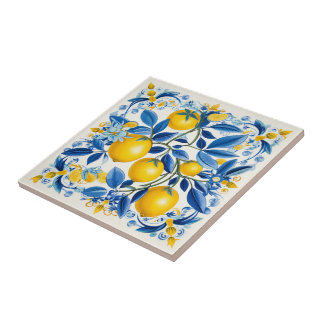 Carreau 💛 Azulejos bleu et jaune 💙 citrons