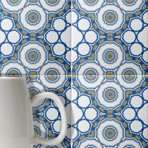 Carreau Azulejos marocain géométrique bleu et blanc