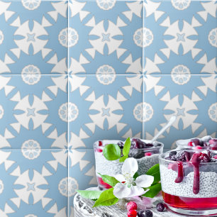 Carreau Azulejos Portugais Bleu Clair Et Blanc Géométrique