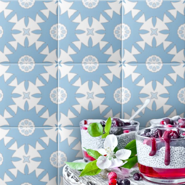 Carreau Azulejos Portugais Bleu Clair Et Blanc Géométrique (Créateur téléchargé)