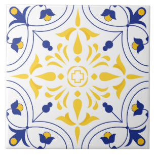 Carreau Azure Bloom Cross ton jaune