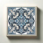 Carreau Azure Lotus Majesty<br><div class="desc">Présentant 'Azure Lotus Majesty' un motif en céramique fascinant qui incarne une sophistication intemporelle avec son design symétrique. Au coeur de sa beauté se trouve le motif orné de l'étoile, une célébration de l'harmonie et de la précision. Les éléments floraux et les fibres bleues et blanches rendent hommage à l'artisanat...</div>