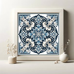Carreau Azure Lotus Majesty<br><div class="desc">Présentant 'Azure Lotus Majesty' un motif en céramique fascinant qui incarne une sophistication intemporelle avec son design symétrique. Au coeur de sa beauté se trouve le motif orné de l'étoile, une célébration de l'harmonie et de la précision. Les éléments floraux et les fibres bleues et blanches rendent hommage à l'artisanat...</div>