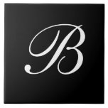 Carreau B Monogramme initial blanc sur noir<br><div class="desc">Lettre blanche classique Monogramme sur Arrière - plan noir,  B.</div>