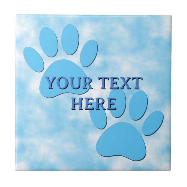 Carreau Baby Blue Empreintes de pattes chiot texte personn (Devant)