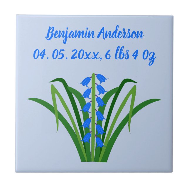 Carreau Baby Boy Bluebell Flowers Spring Custom (Devant)