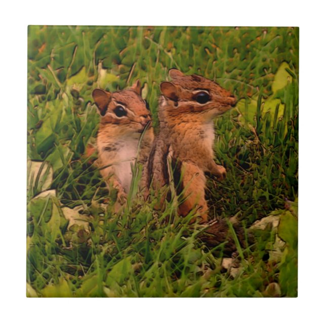 Carreau Baby Chipmunks Animal Art (Devant)