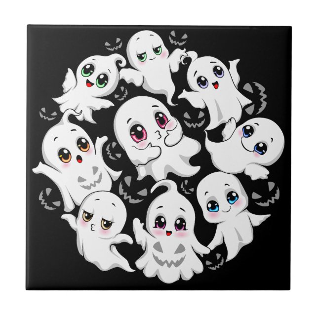 Carreau Baby Ghosts Éffrayant mignon Halloween humeur (Devant)