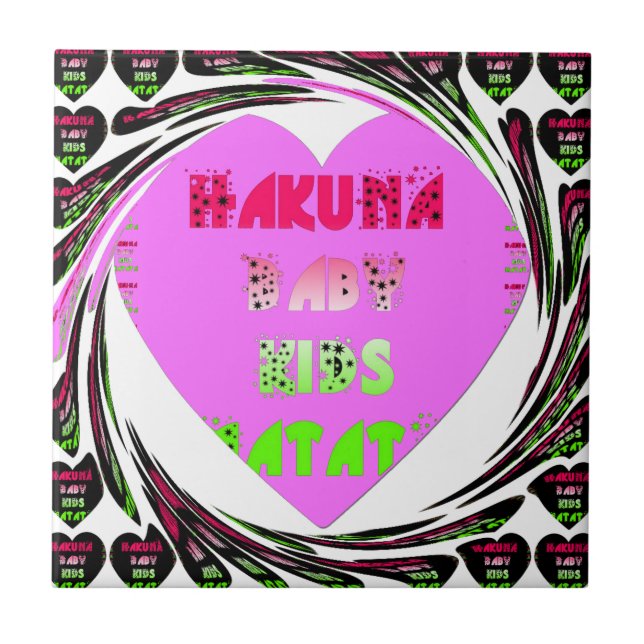Carreau Baby Pink Hearts Hakuna Matata Baby Kids Design.p (Devant)
