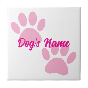 Carreau Baby Pink Puppy Empreintes de pattes Nom personnal