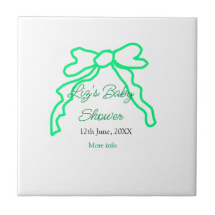 Carreau Baby shower à griffes arc vert ajouter nom date mo