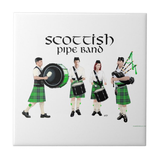 Carreau Bagad Écossais - Kilts Verts (Devant)