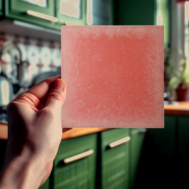 Carreau Baguette en céramique orange de sang (Blood orange speckled field tile, for fireplace, kitchen or bath.)