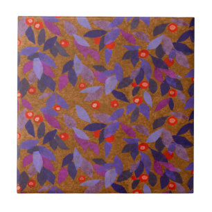 Carreau Baies d'Orange Feuilles mauve Simple motif floral