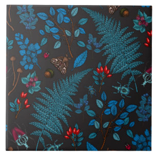 Carreau Baies forestières, feuilles et boeufs 1