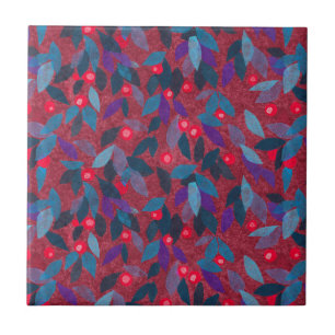 Carreau Baies rouges Motif floral minimal Botanique simple