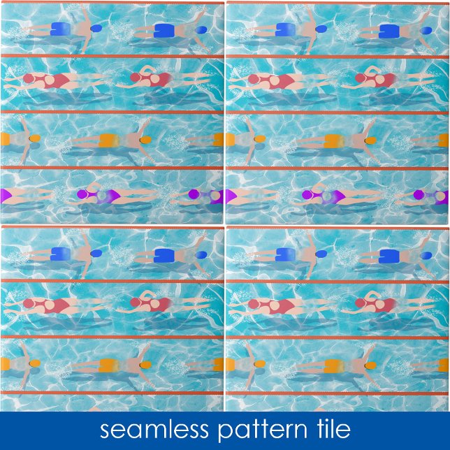 Carreau Baignades Equipe de natation Motif sans soudure (Swimming Laps Water Swim Team Seamless Pattern Ceramic Tile)