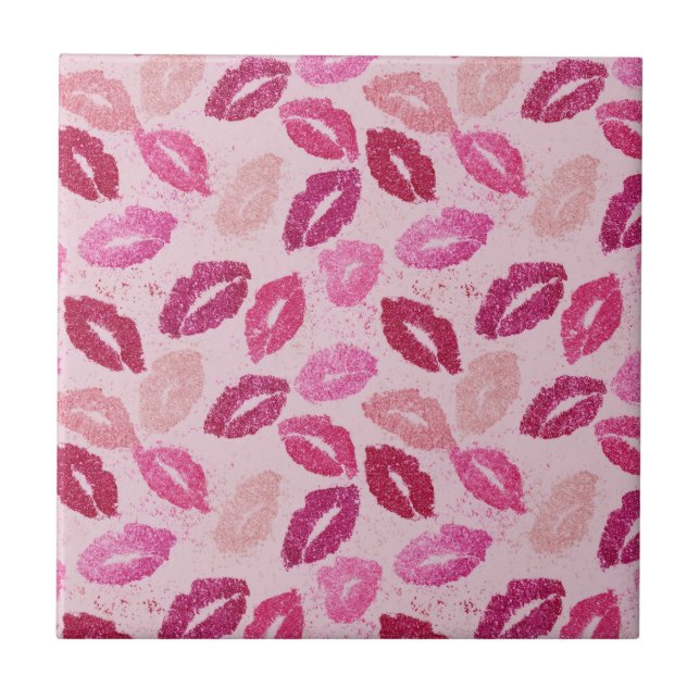 Carreau Baiser au rouge à lèvres rose motif sans couture (Devant)