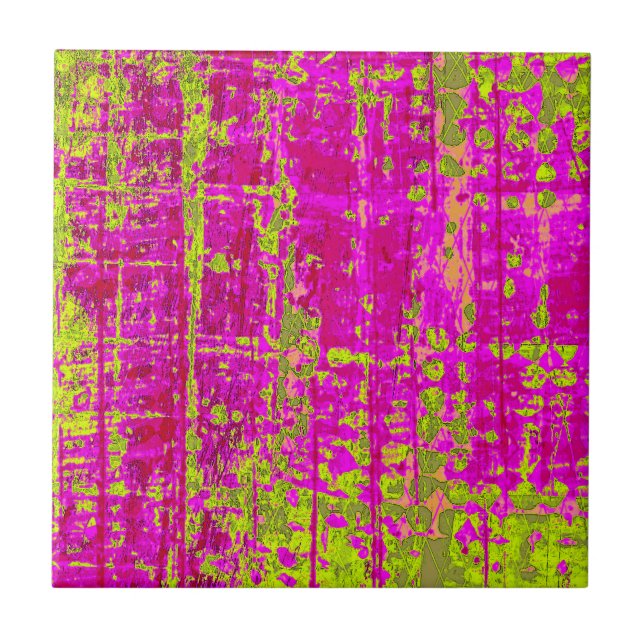 Carreau Baiser Chartreuse Rose et Vert Abstrait (Devant)