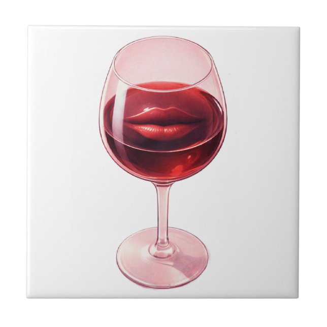 Carreau Baiser de Vin  -  Tasse à vin rouge romantique ave (Devant)