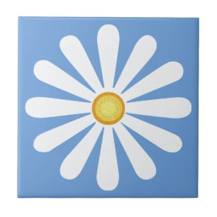 Carreau Baisson blanc, centre jaune, sur petit garçon bleu