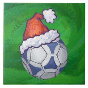 Carreau Bal de soccer bleu et blanc sur vert
