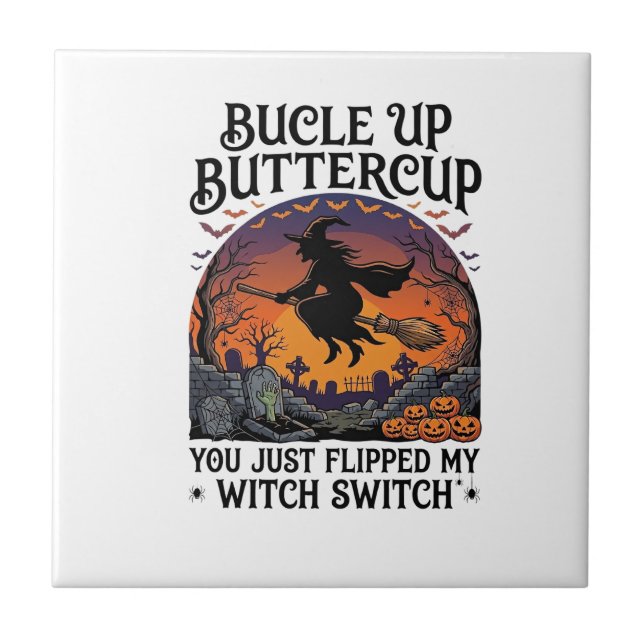 Carreau Balai de Halloween Sorcière Buttercup Switch Bucle (Devant)