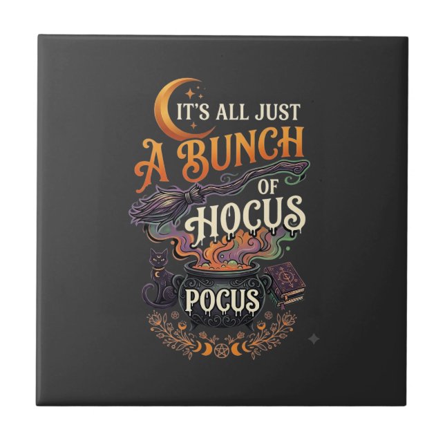 Carreau Balai de sorcière Hocus Pocus Chat noir Chaudron m (Devant)