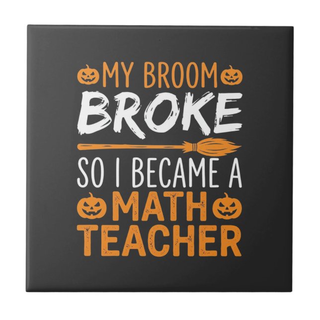 Carreau Balai d'Halloween de professeur de maths drôle (Devant)