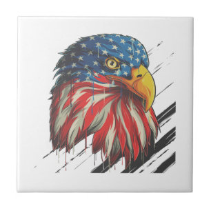 Carreau Bald Eagle Bird USA Drapeau Pleurant Patriotique