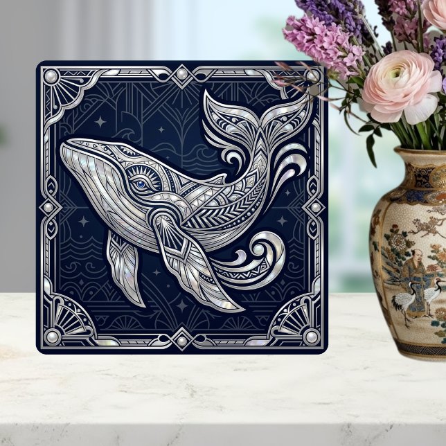 Carreau Baleine Art Déco Nacre Marine Nautical (Créateur téléchargé)