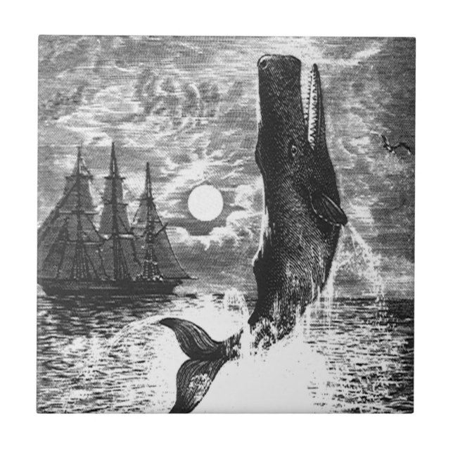 Carreau Baleine vintage, Vie Marine Animaux (Devant)