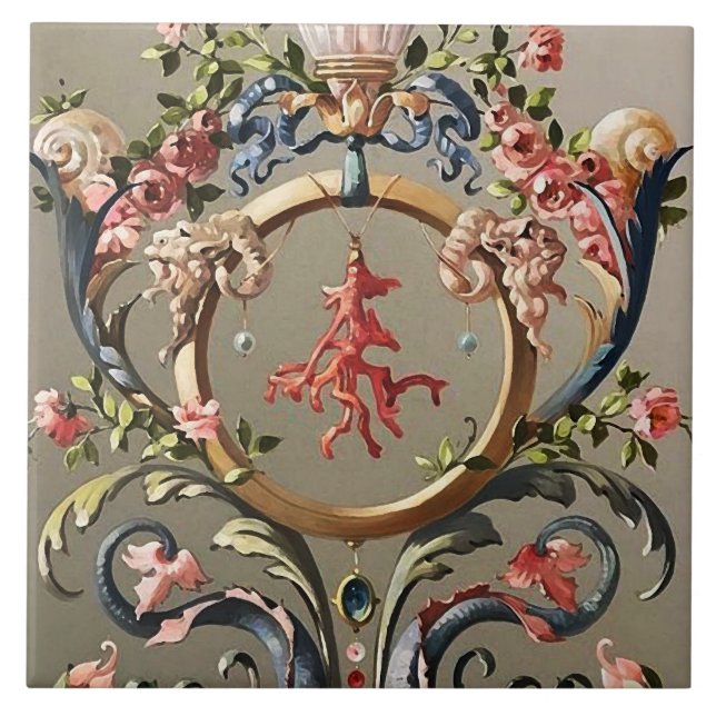 CARREAU BALEINES DE MER, CORAUX, DOLPHINES, ANCIENS BALEIN (Devant)