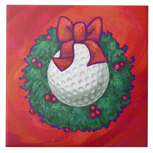 Carreau Ball de golf Fer de Noël en rouge (Devant)