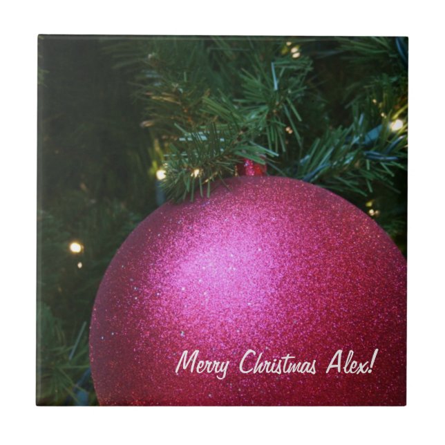 Carreau Balle de Noël rose brillant (Devant)