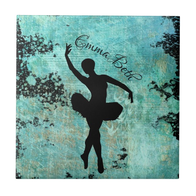 Carreau Ballerina Ballet Dancer Silhouette en bleu (Devant)