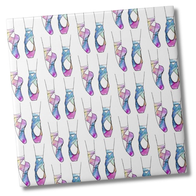 Carreau Ballerina Cute Ballet (Cute Watercolor Dancing Ballerina Ballet Shoes Ceramic Tile)