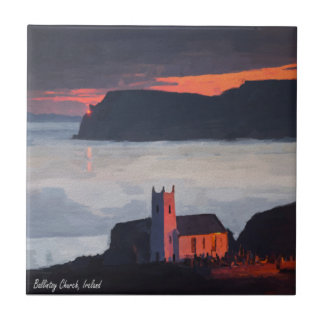 Carreau Ballintoy Church, Irlande au coucher du soleil