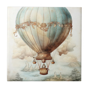 Carreau Ballon à air chaud sarcelle fantaisiste Antique
