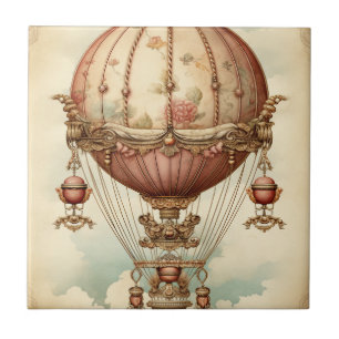 Carreau Ballon à air chaud vintage Steampunk Rose
