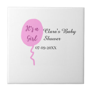 Carreau Ballon rose c'est une fille baby shower ajouter no