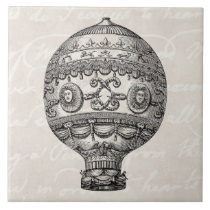 Carreau Ballons chauds vintages de rétro dirigeable de