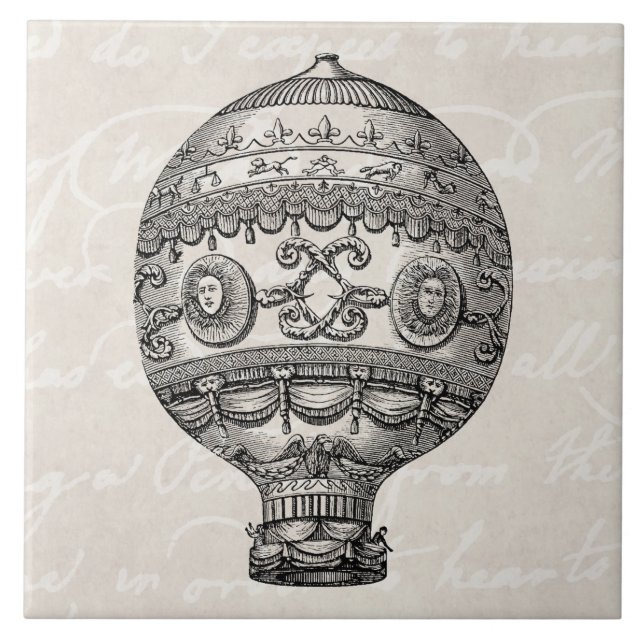 Carreau Ballons chauds vintages de rétro dirigeable de (Devant)