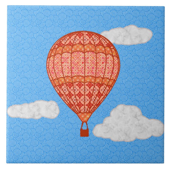 Carreau Ballotte à air chaud, Coral Orange contre un ciel  (Devant)