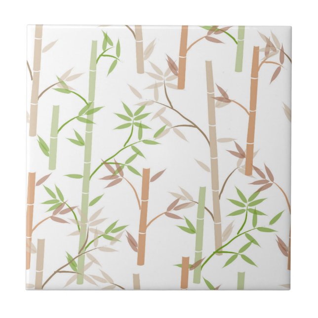 Carreau Bambou Foliage Oriental Feuilles de verdure (Devant)