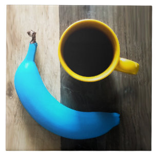 Carreau Banane Turquoise et pâte à café jaune - Pop Art